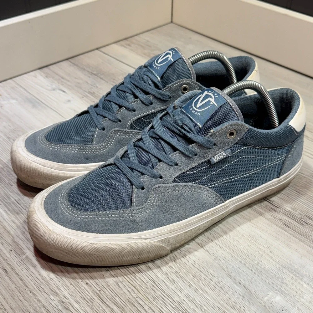 Vans Rowan Zorilla Blue White Suede Canvas Low Top Skate Shoes Mens Size 10.5